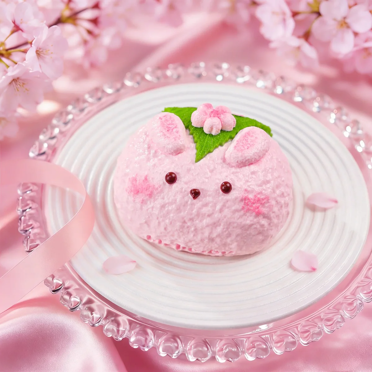 メロジョイ うさぎ桜餅 皿に置いた様子