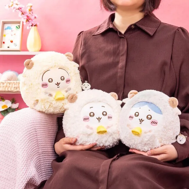 干支ぬいぐるみS。羊姿のちいかわ・ハチワレ・うさぎの3体