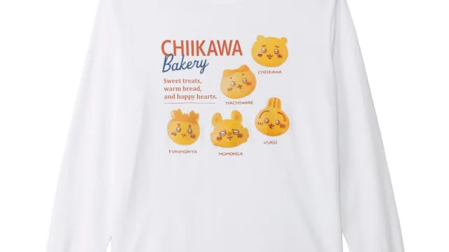 ちいかわベーカリー 長袖Tシャツ メニュー ホワイト