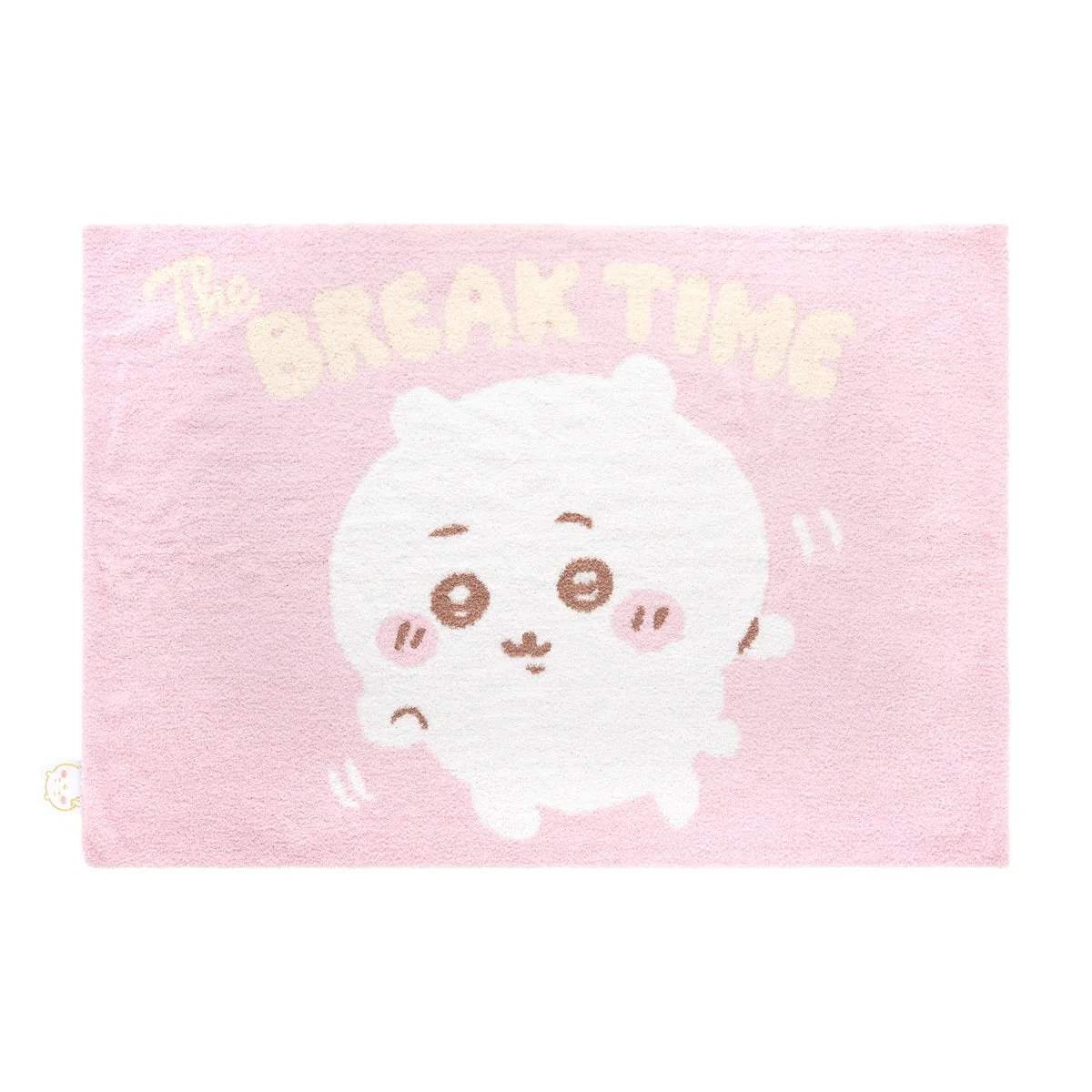 ちいかわのあったかもこもこブランケット。ピンク地にThe BREAK TIME