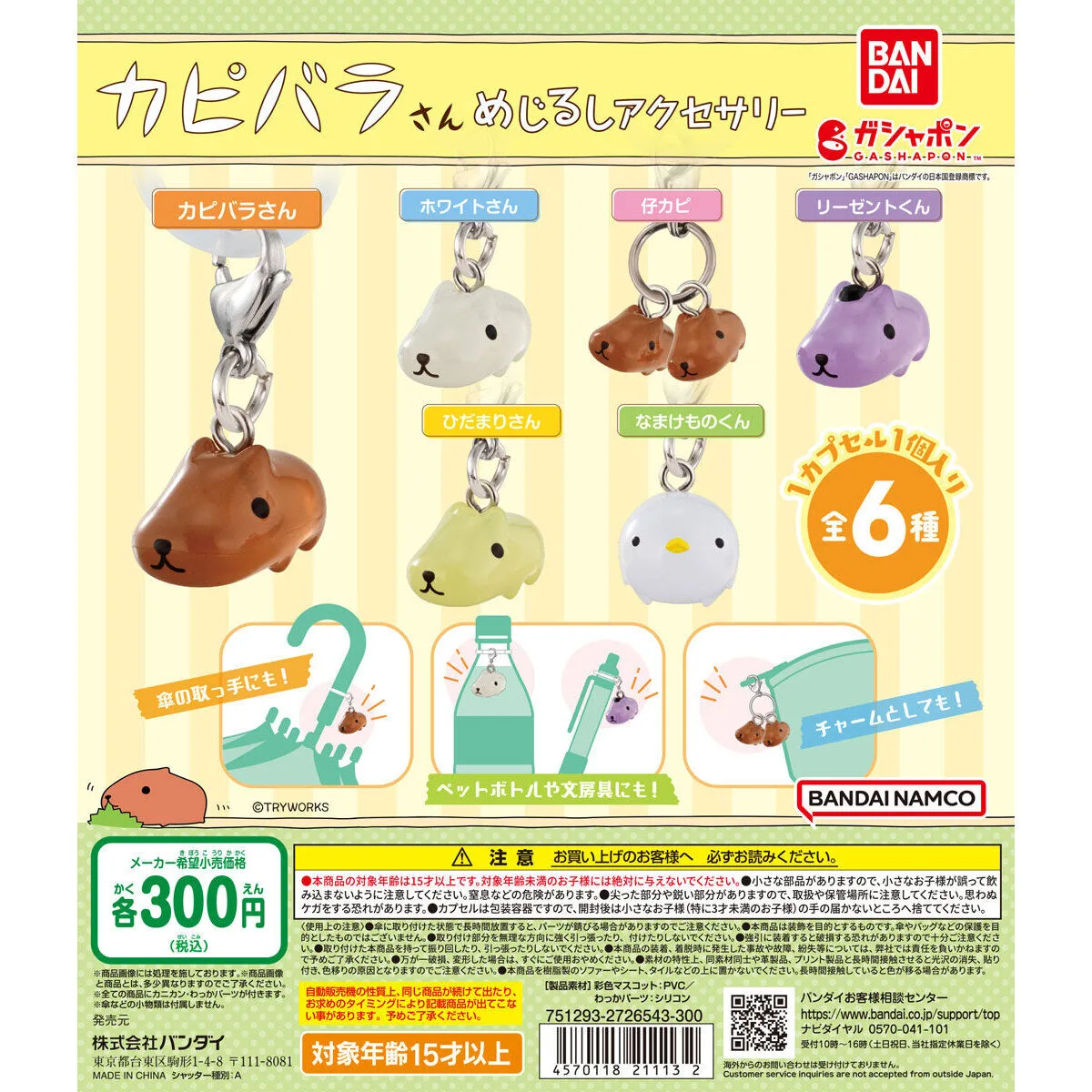 カピバラさん めじるしアクセサリー 全6種の台紙