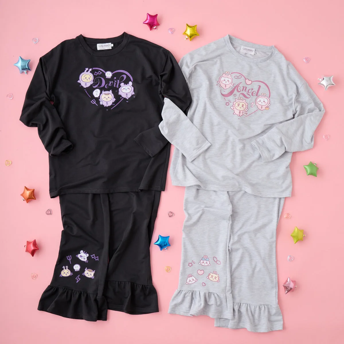 ちいかわ てんし♡あくま ルームウェアセットアップ DEVIL スミクロとANGEL モクグレー 各8,800円