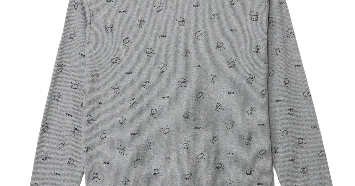 ちいかわ ワッフル長袖Tシャツ プカー グレー
