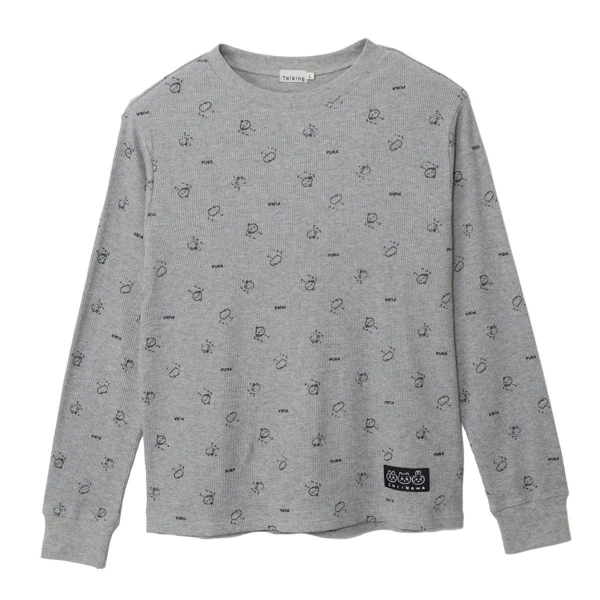 ちいかわ ワッフル長袖Tシャツ プカー グレー