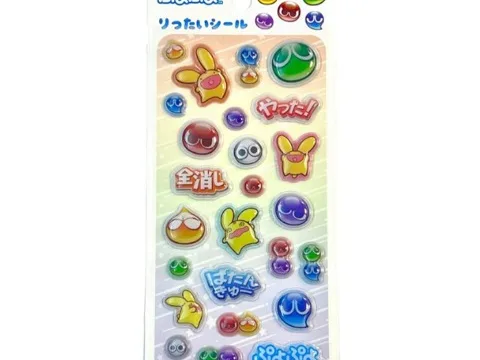 ぷよぷよ×しまむら りったいシール ホワイト211。ぷよとカーバンクル、セリフのシール